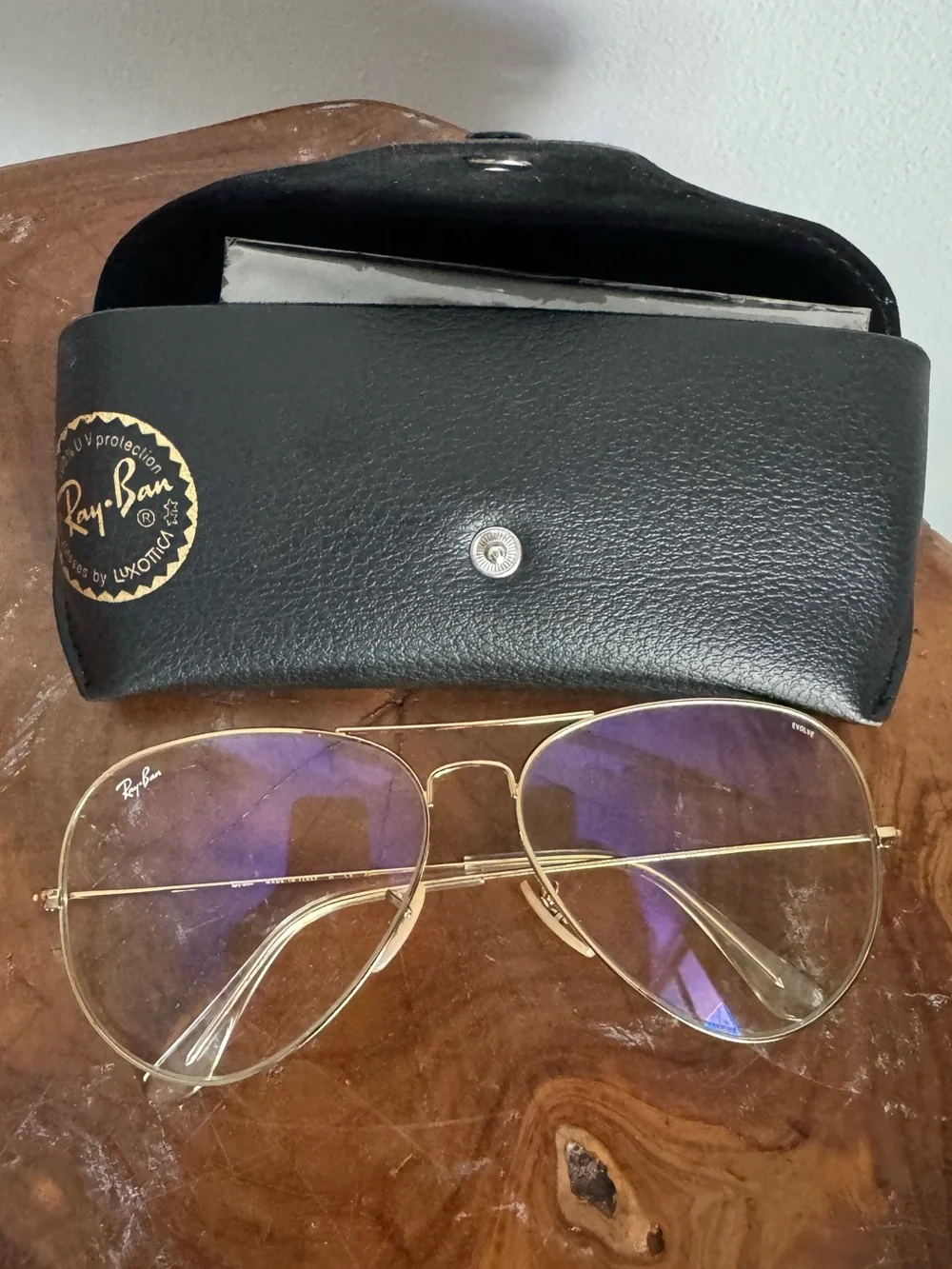 Ray-Ban RB3025 Classic Photochromic Aviator Clear Sunglasses Polshed Gold Frame